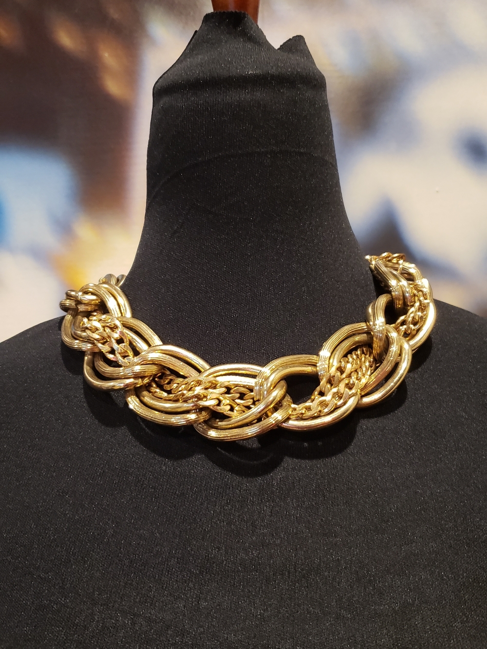 Gold-tone Chunky Chain Statement Necklace